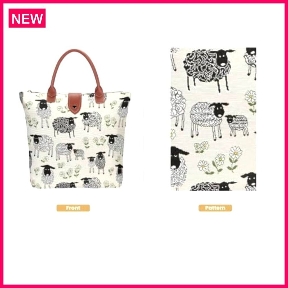 Foldable Tote Bag Reusable Shopping Grocery Bag Compact Eco-Friendly - Picture 3 of 7